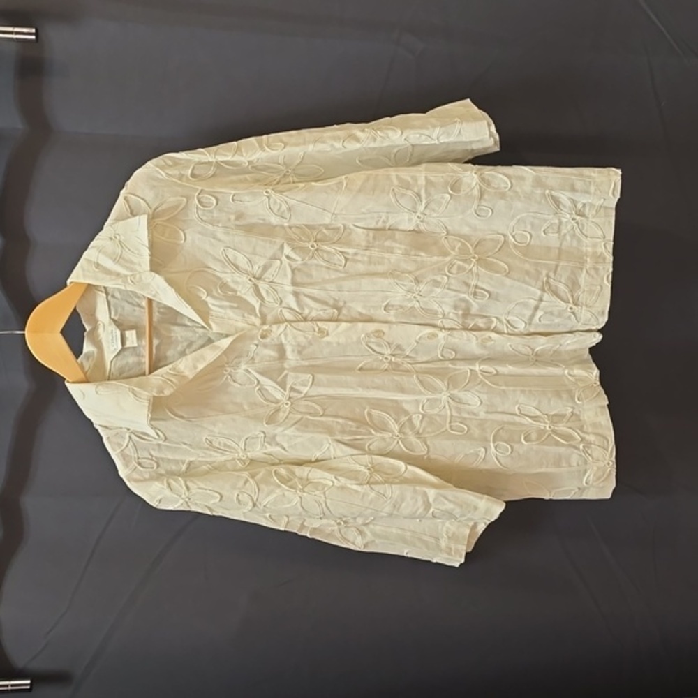 CJ BANKS | Linen Blend Button Down Shirt| 3/4 Sleeve| Size 1X